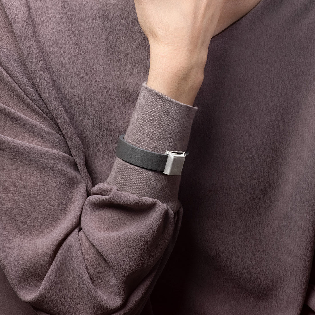 M21 bracelet girl wearing softness handcrafted gray leather strap sensuality asymmetrical sterling silver creation sorux paris luxury jewellery  details consciousluxury uniqueness design mclaverok  Mauricio Clavero Kozlowski photo francois_fleury